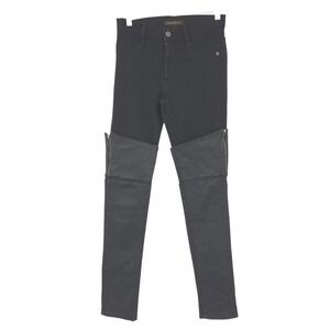 James Jeans‎ Dietrich Skinny Moto Pants Womens 25 Black Zipper Knee Detail USA
